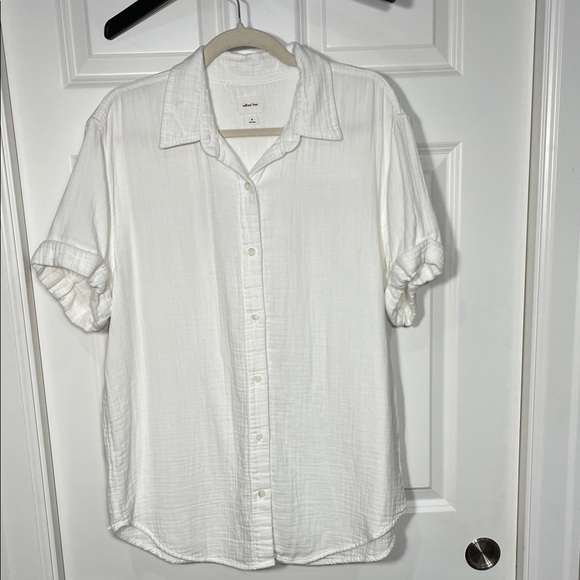 Aritzia Tops - Aritzia Organic Cotton Button Up Collar Shirt Medium Longline White Gauze